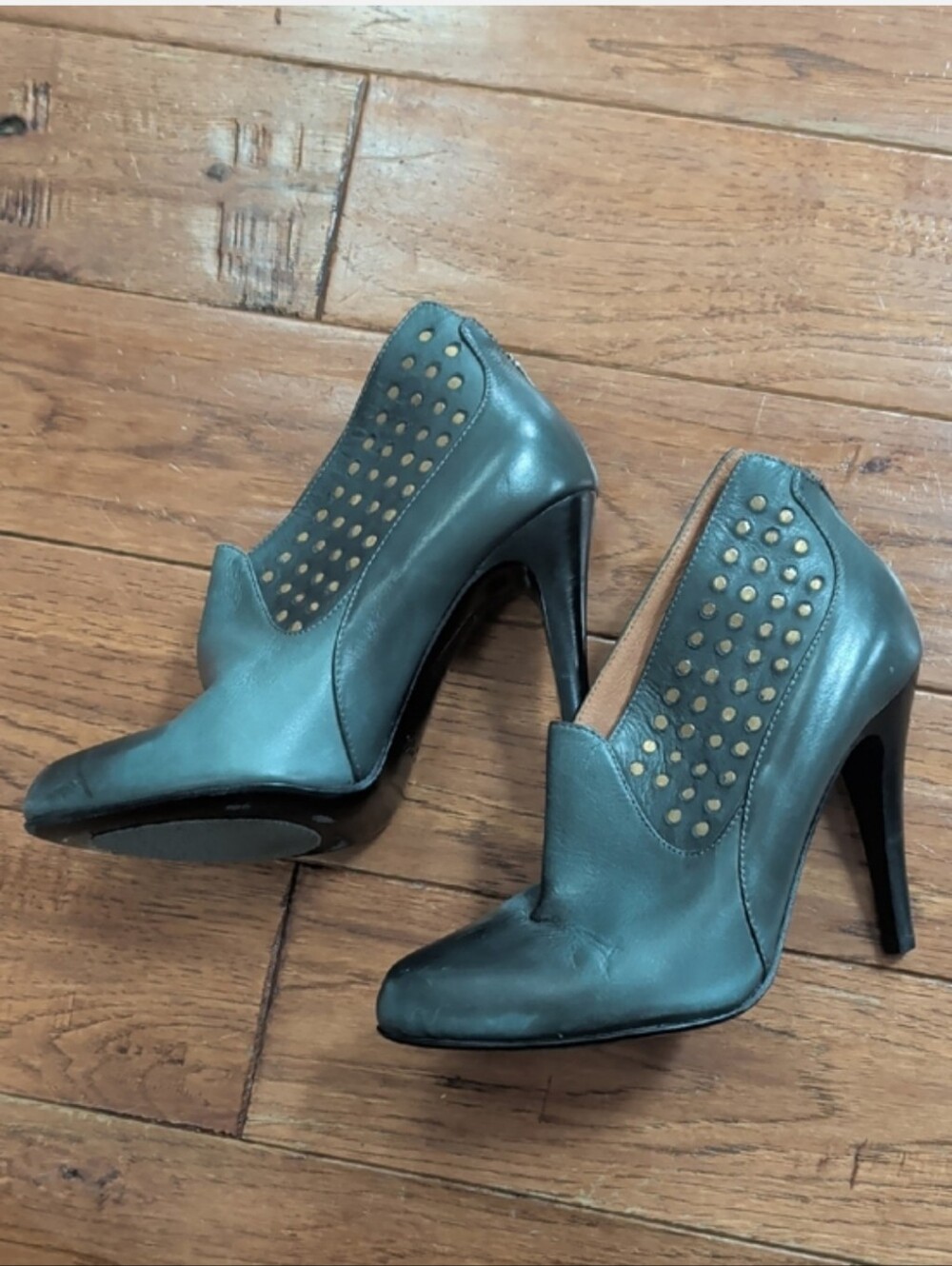 Golden Goose Studded Women's Gray Heel Slip-On Pumps with Stud Detail